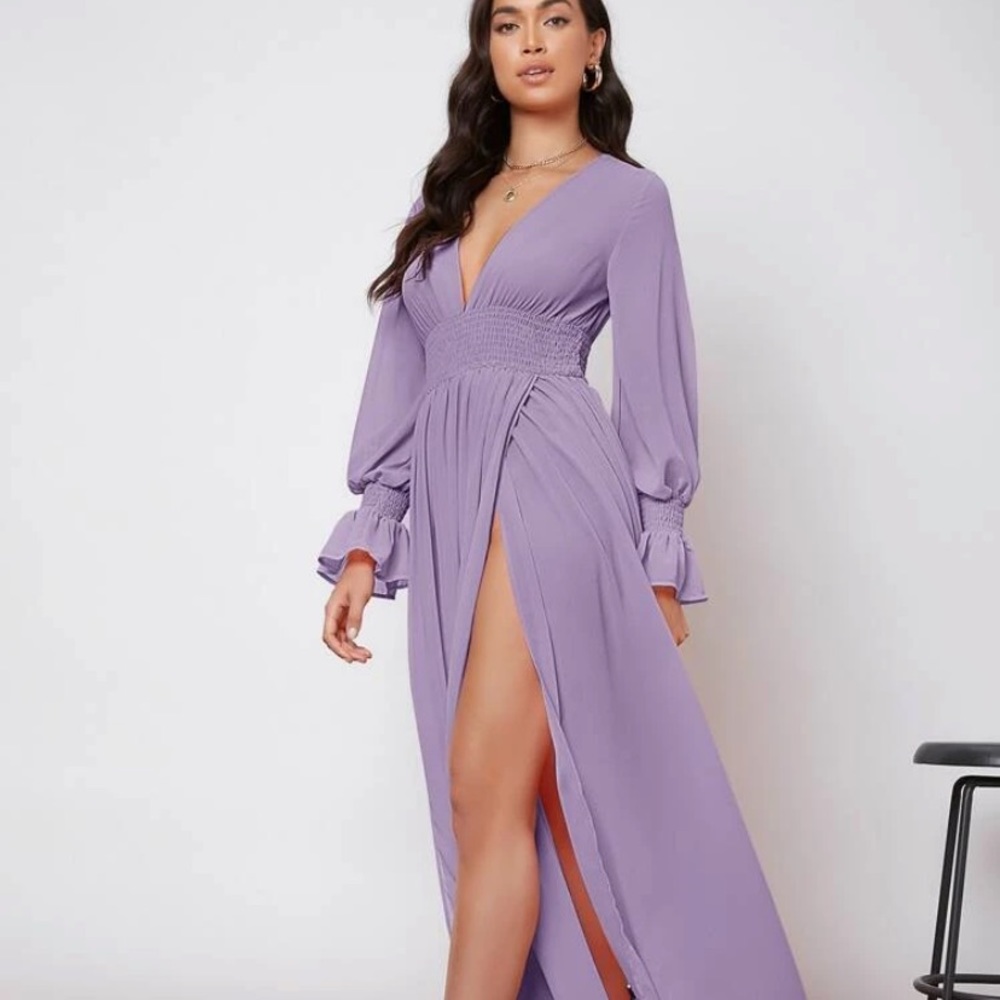 Flounce sleeve shirred waist wrap